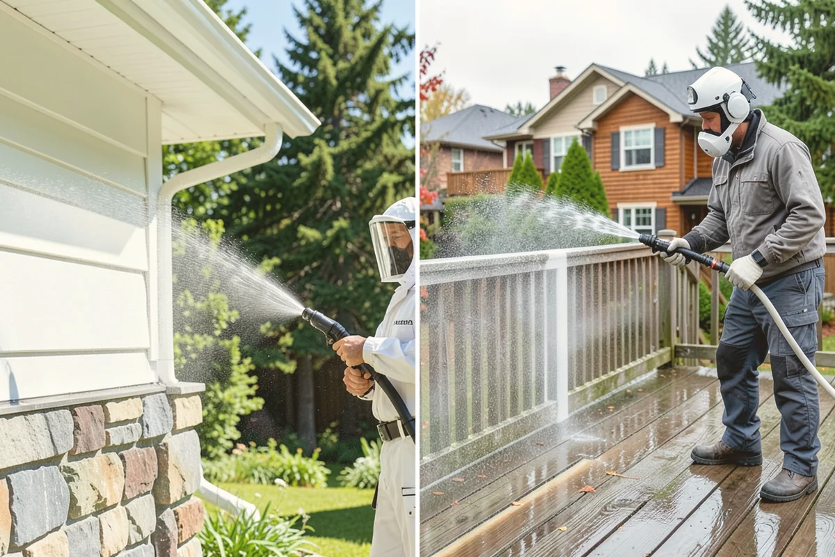 Driveway Pressure Washing in Stanwood, Snohomish County, WA - Sweep and pre-treat the driveway for moss and stains