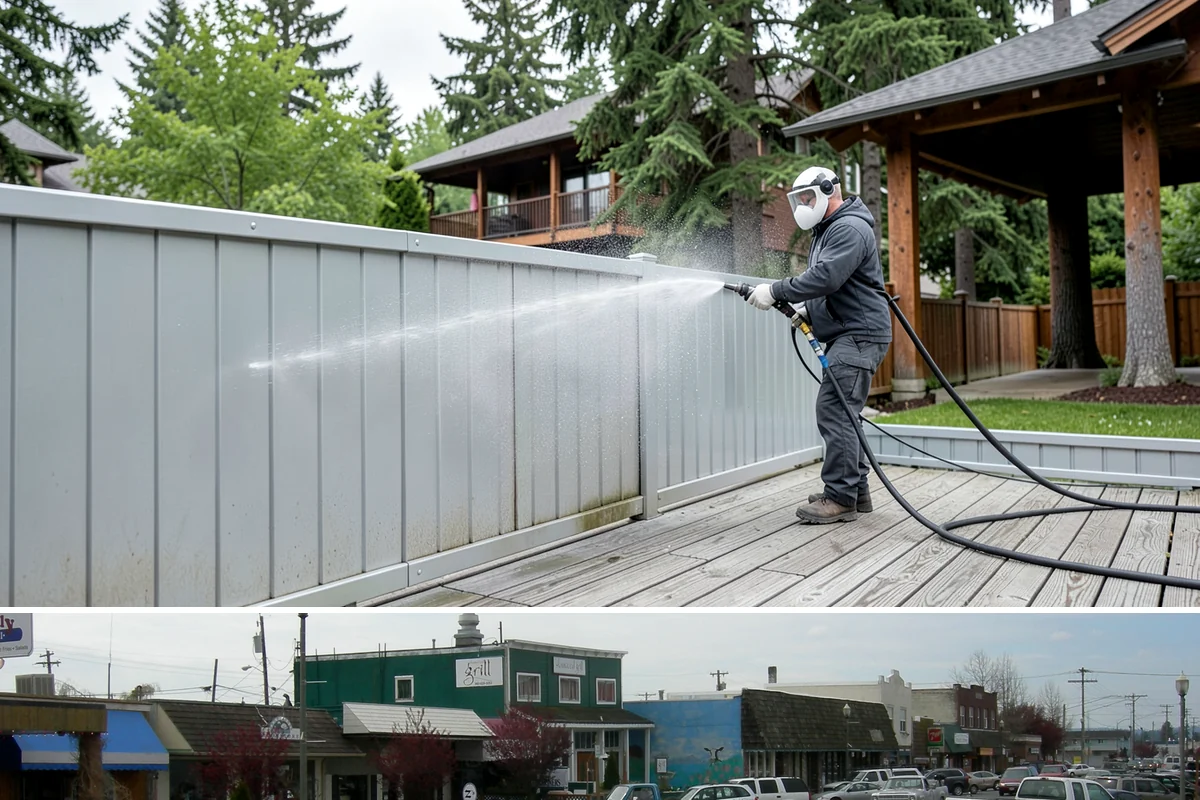 Driveway Pressure Washing in Stanwood, Snohomish County, WA - Spring is popular for clearing a winter's worth of moss, though dry summer days work equally well.