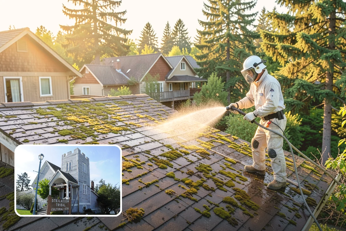 Driveway Pressure Washing in Steilacoom, Pierce County, WA - Removes slippery moss and mildew for safer footing
