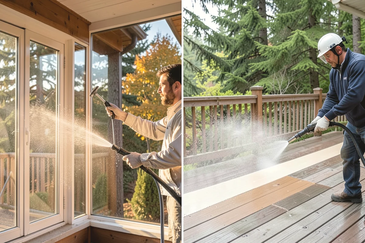 Driveway Pressure Washing in Steilacoom, Pierce County, WA - Sweep and pre-treat the driveway for moss and stains