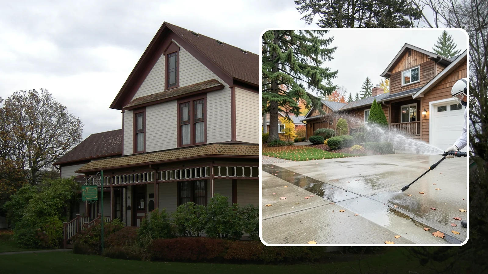 Driveway Pressure Washing in Sumner, Pierce County, WA - Powerful pressure washing that strips away the moss, mildew, and grime coating Washington driveways.