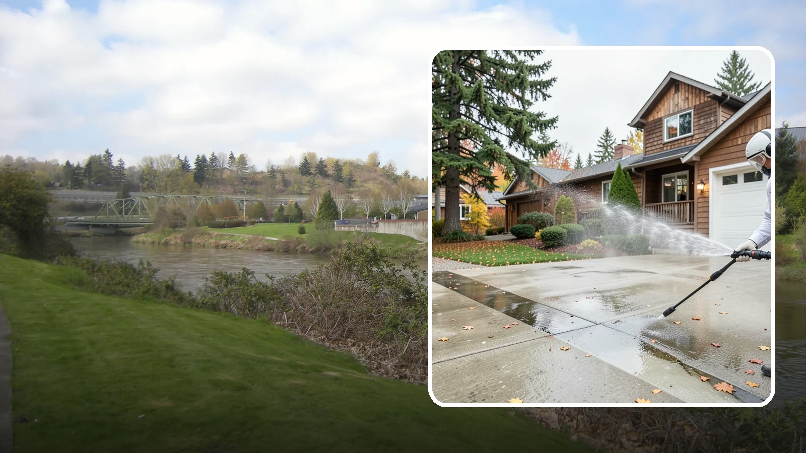 Driveway Pressure Washing in Tukwila, King County, WA - Powerful pressure washing that strips away the moss, mildew, and grime coating Washington driveways.