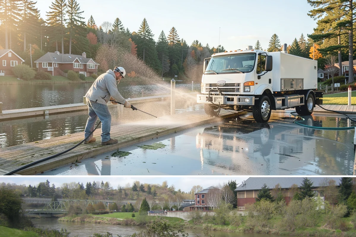 Driveway Pressure Washing in Tukwila, King County, WA - Spring is popular for clearing a winter's worth of moss, though dry summer days work equally well.