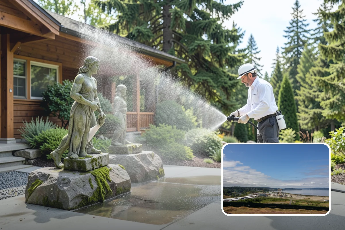 Driveway Pressure Washing in University Place, Pierce County, WA - Removes slippery moss and mildew for safer footing