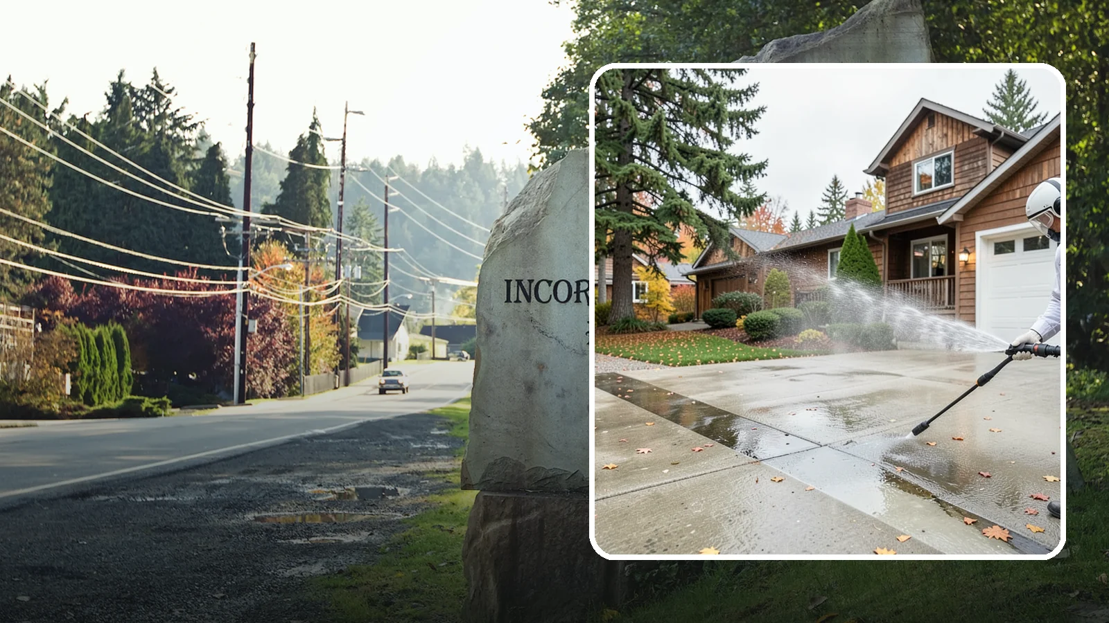 Driveway Pressure Washing in Wilkeson, Pierce County, WA - Powerful pressure washing that strips away the moss, mildew, and grime coating Washington driveways.
