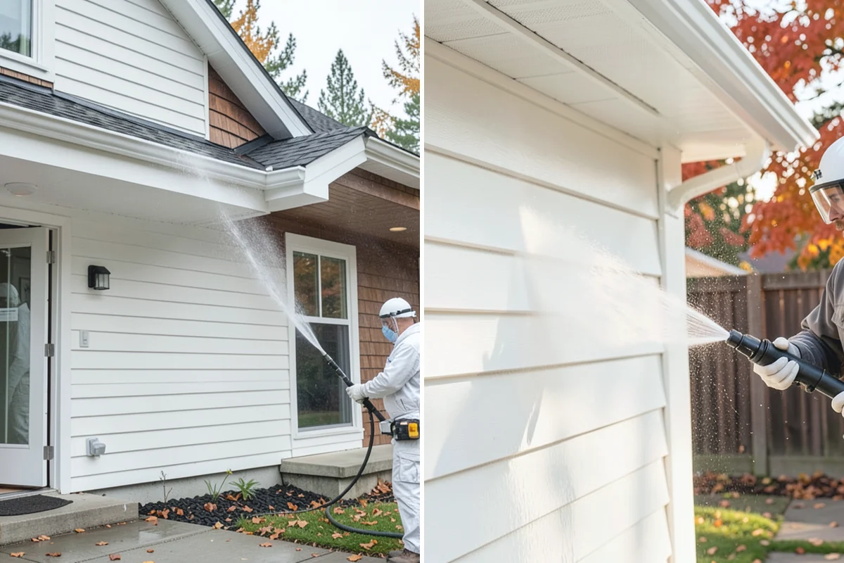 Driveway Pressure Washing in Woodinville, King County, WA - Sweep and pre-treat the driveway for moss and stains