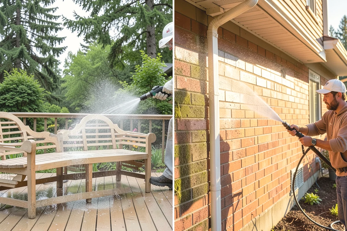 Driveway Pressure Washing in Yarrow Point, King County, WA - Sweep and pre-treat the driveway for moss and stains