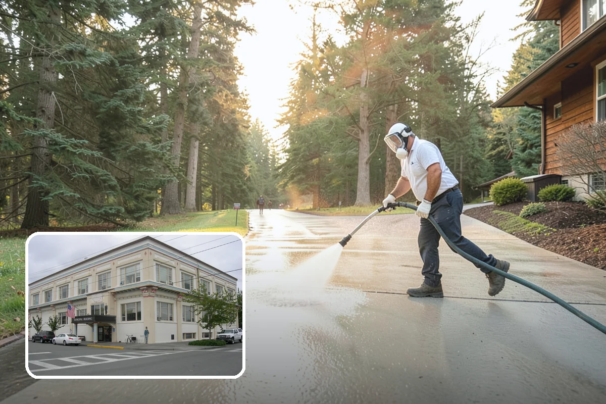 Driveway Restoration Cleaning in Anacortes, Skagit County, WA - Revives heavily neglected and stained driveways