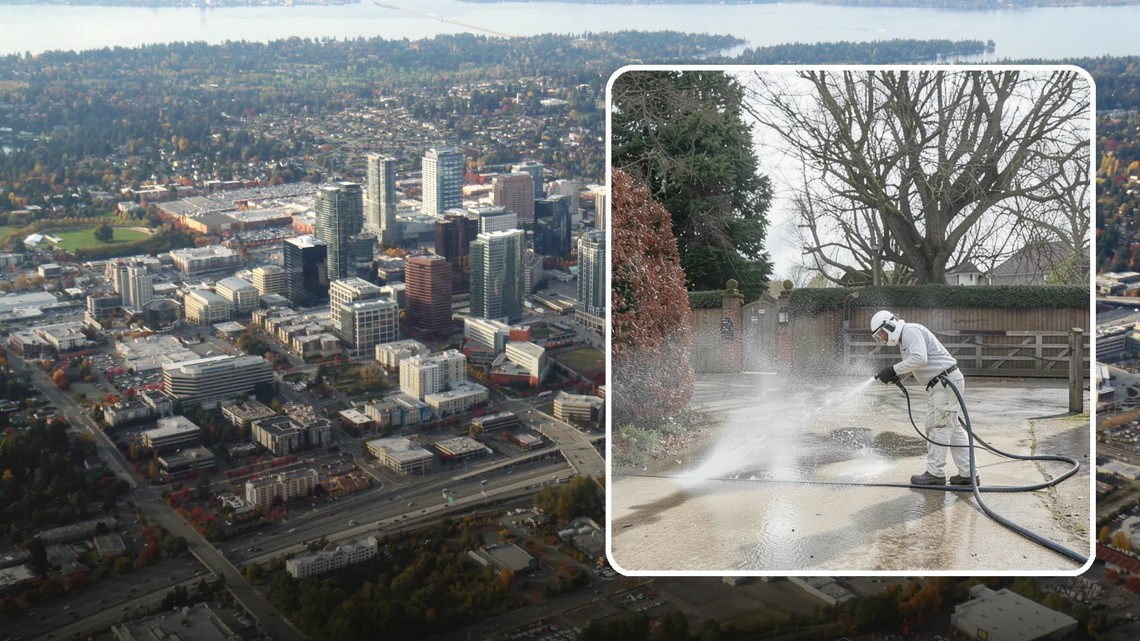 Driveway Restoration Cleaning in Bellevue, King County, WA - Intensive restoration cleaning that revives severely neglected or heavily stained Washington driveways.