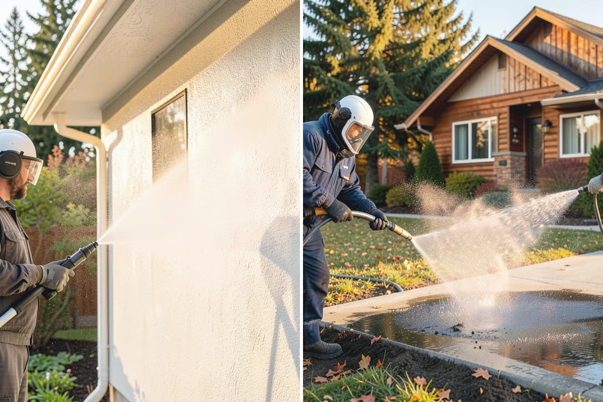 Driveway Restoration Cleaning in Bonney Lake, Pierce County, WA - Assess all forms of staining, growth, and grime present