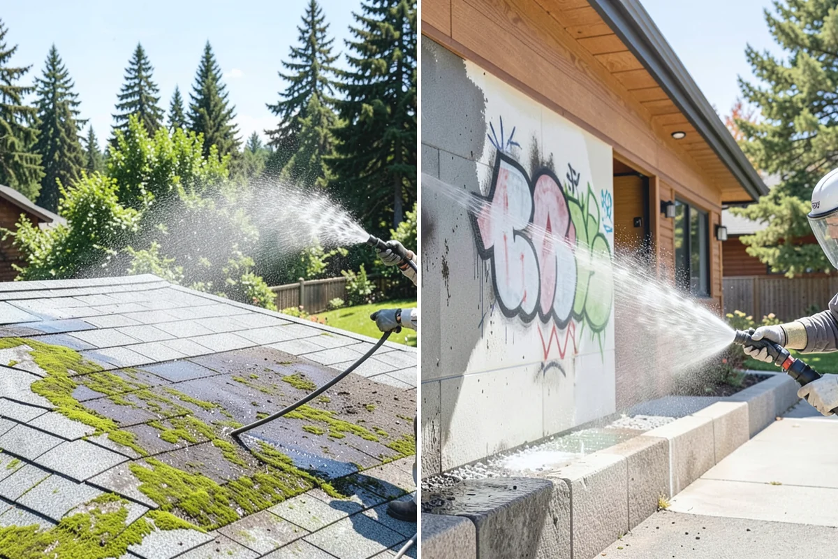 Driveway Restoration Cleaning in Buckley, Pierce County, WA - Assess all forms of staining, growth, and grime present