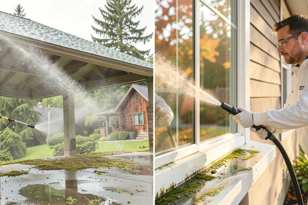Driveway Restoration Cleaning in Covington, King County, WA - Assess all forms of staining, growth, and grime present