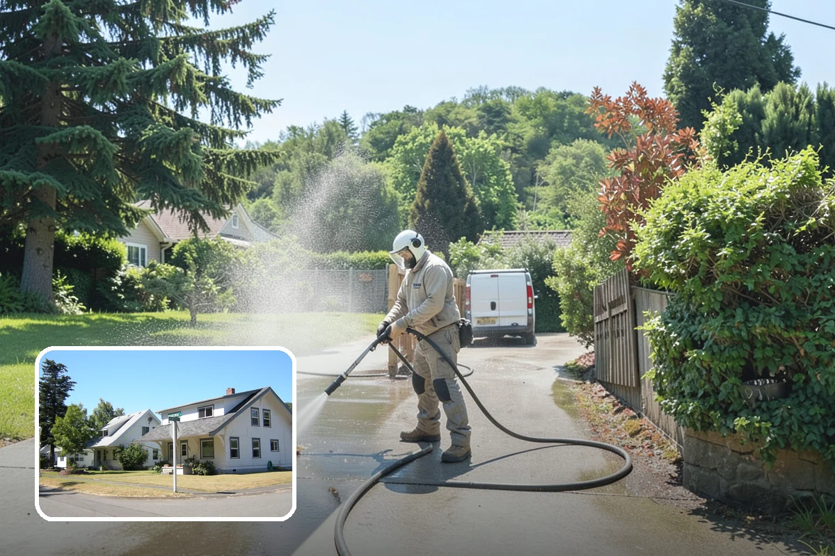 Driveway Restoration Cleaning in DuPont, Pierce County, WA - Revives heavily neglected and stained driveways