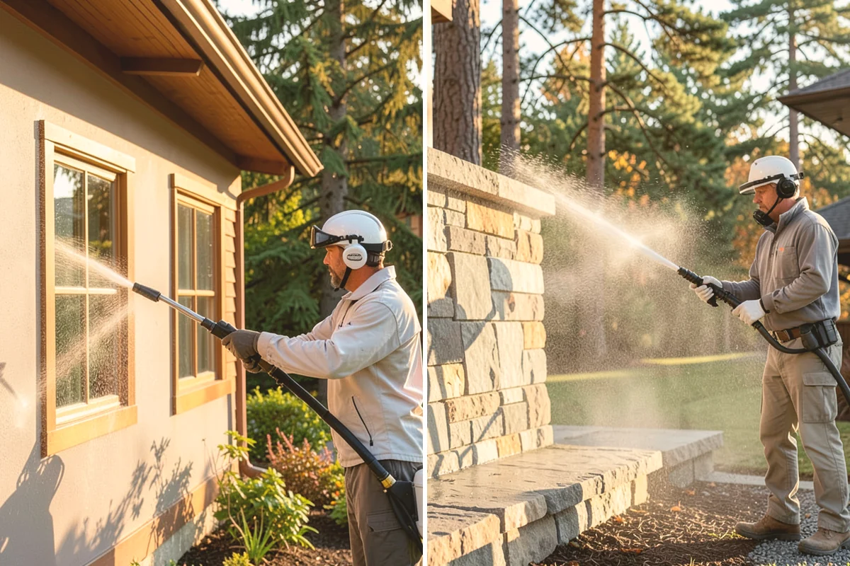 Driveway Restoration Cleaning in Eatonville, Pierce County, WA - Assess all forms of staining, growth, and grime present