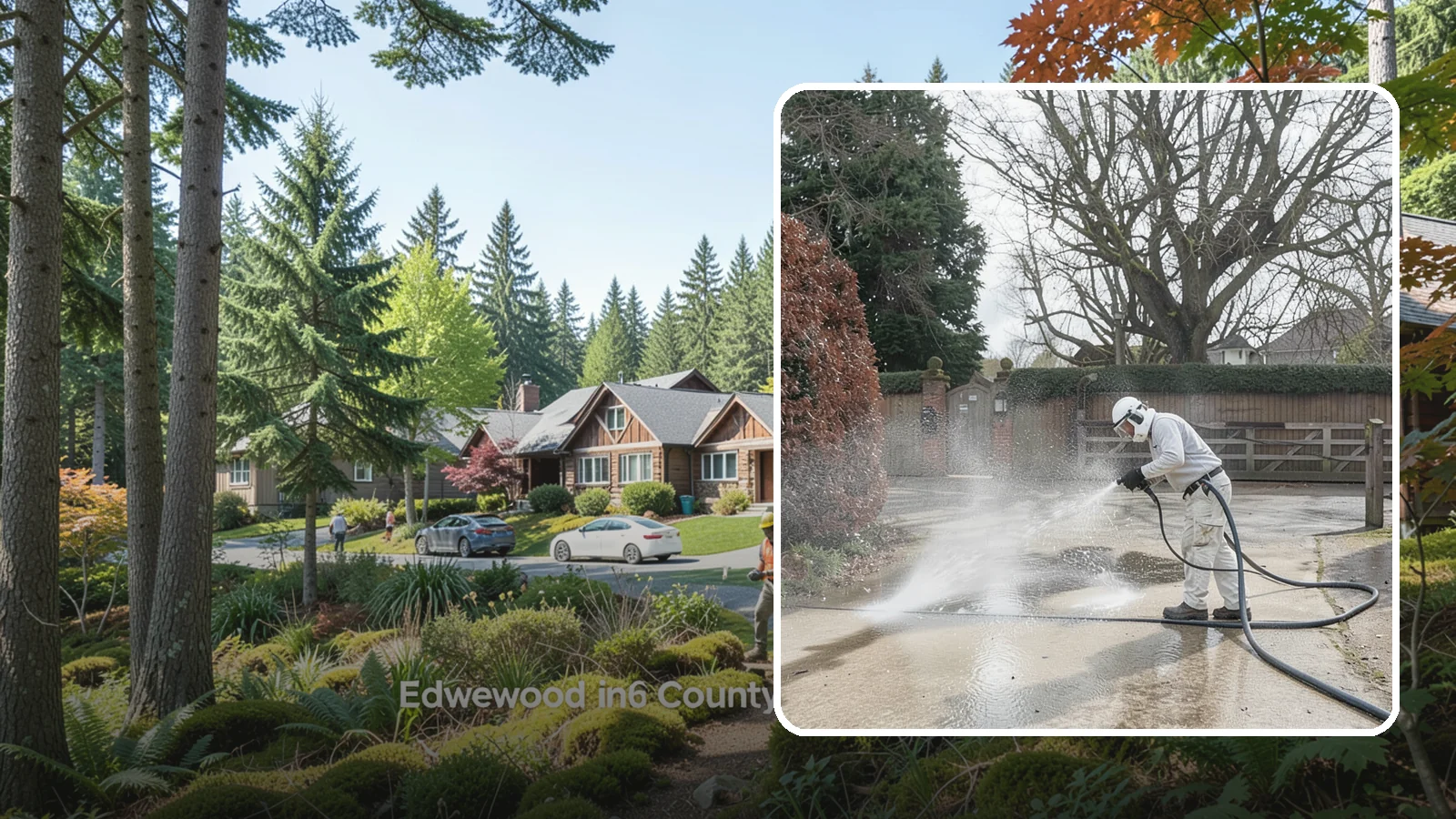Driveway Restoration Cleaning in Edgewood, Pierce County, WA - Intensive restoration cleaning that revives severely neglected or heavily stained Washington driveways.