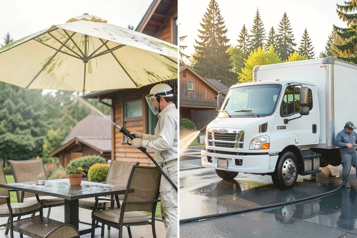 Driveway Restoration Cleaning in Edgewood, Pierce County, WA - Assess all forms of staining, growth, and grime present