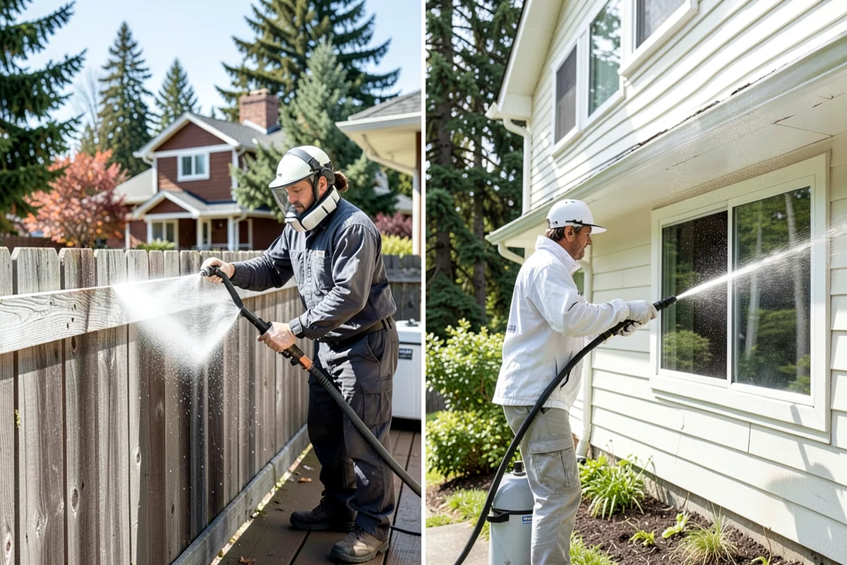 Driveway Restoration Cleaning in Fircrest, Pierce County, WA - Assess all forms of staining, growth, and grime present