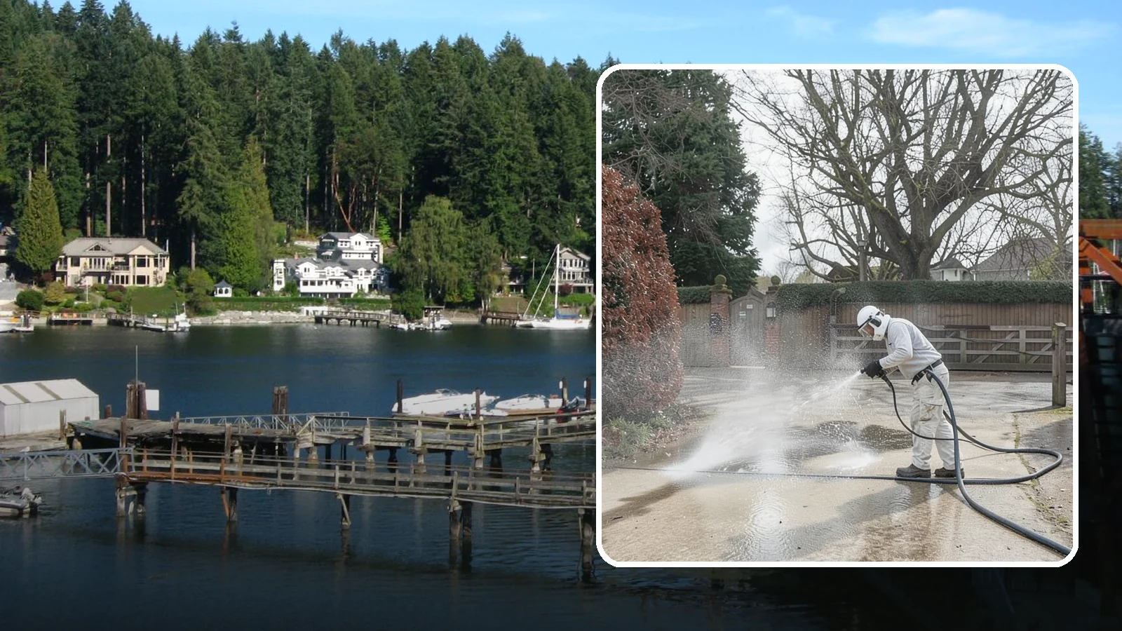 Driveway Restoration Cleaning in Gig Harbor, Pierce County, WA - Intensive restoration cleaning that revives severely neglected or heavily stained Washington driveways.