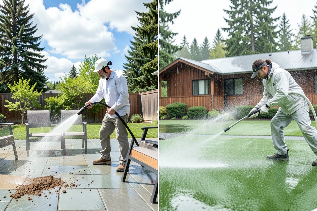 Driveway Restoration Cleaning in Gig Harbor, Pierce County, WA - Assess all forms of staining, growth, and grime present