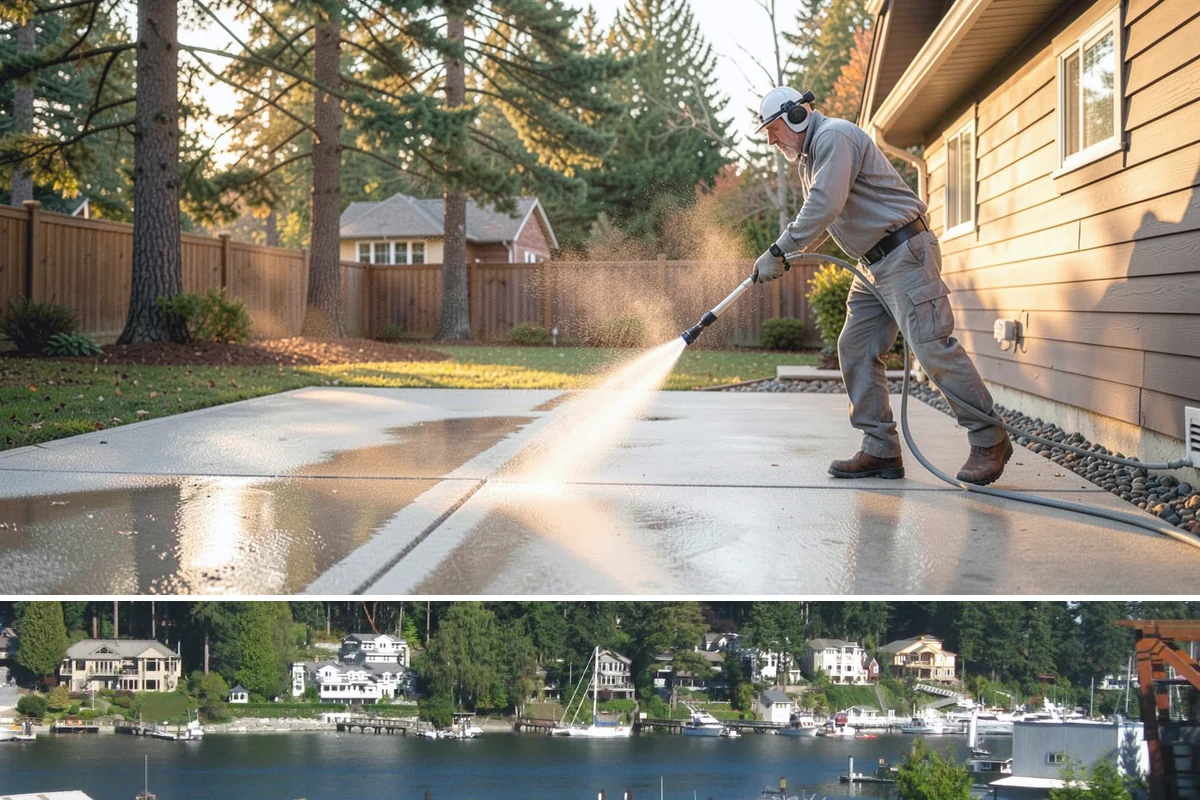 Driveway Restoration Cleaning in Gig Harbor, Pierce County, WA - Plan restoration work for the dry season when multiple treatment stages can proceed without rain delays.