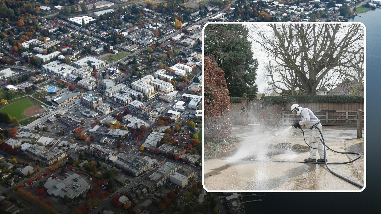Driveway Restoration Cleaning in Kirkland, King County, WA - Intensive restoration cleaning that revives severely neglected or heavily stained Washington driveways.