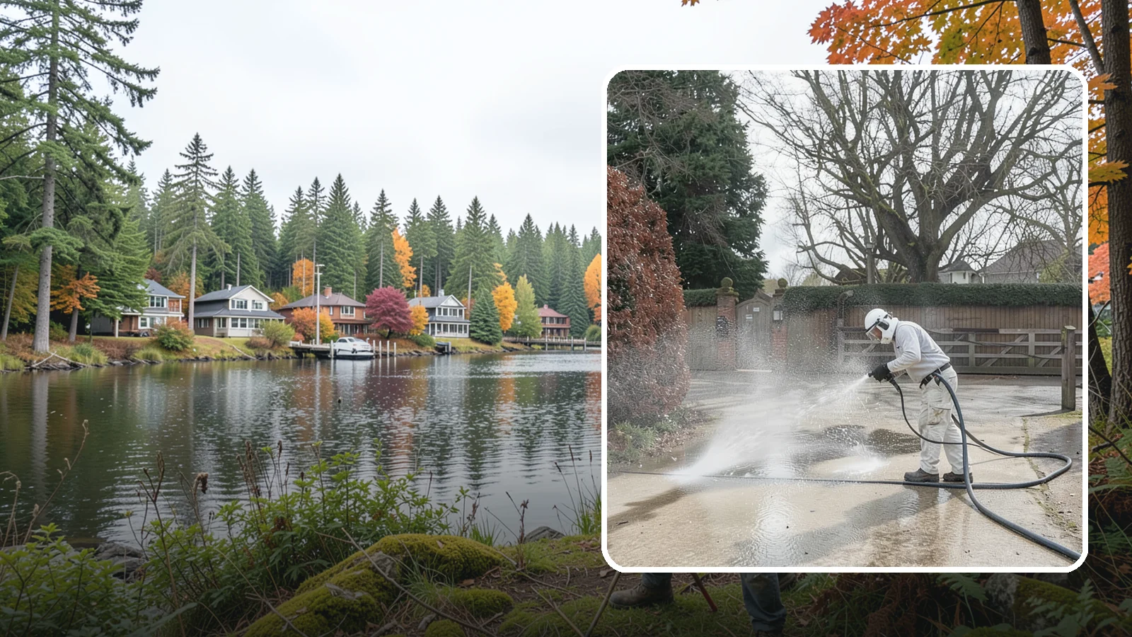 Driveway Restoration Cleaning in La Conner, Skagit County, WA - Intensive restoration cleaning that revives severely neglected or heavily stained Washington driveways.