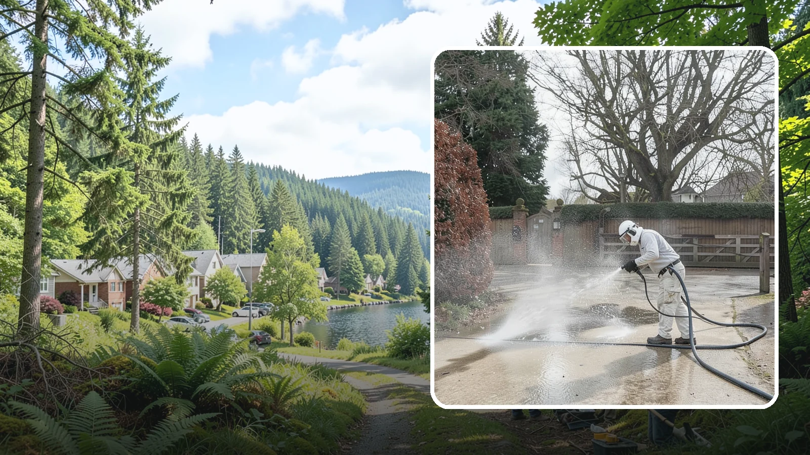 Driveway Restoration Cleaning in Lake Forest Park, King County, WA - Intensive restoration cleaning that revives severely neglected or heavily stained Washington driveways.