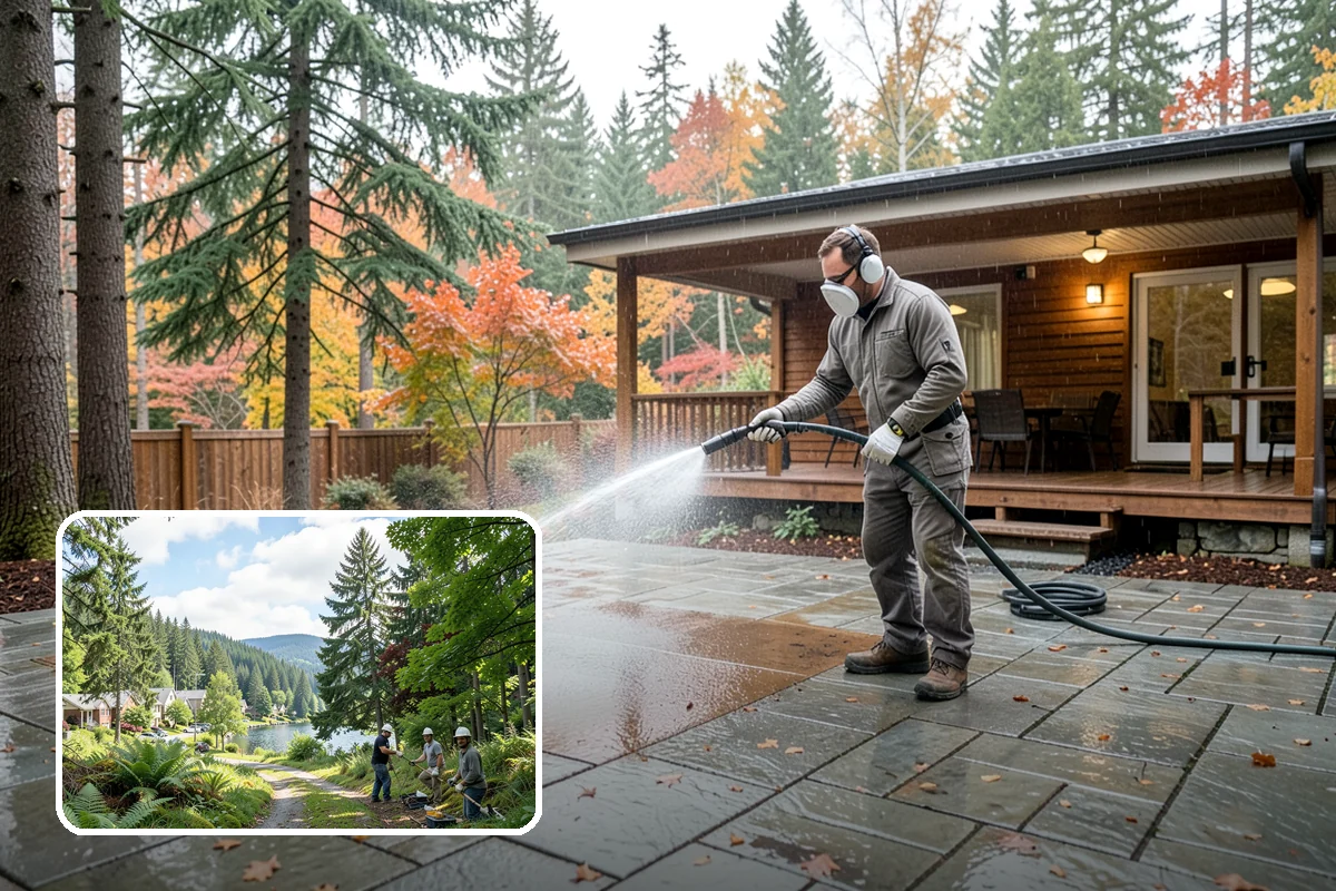 Driveway Restoration Cleaning in Lake Forest Park, King County, WA - Revives heavily neglected and stained driveways