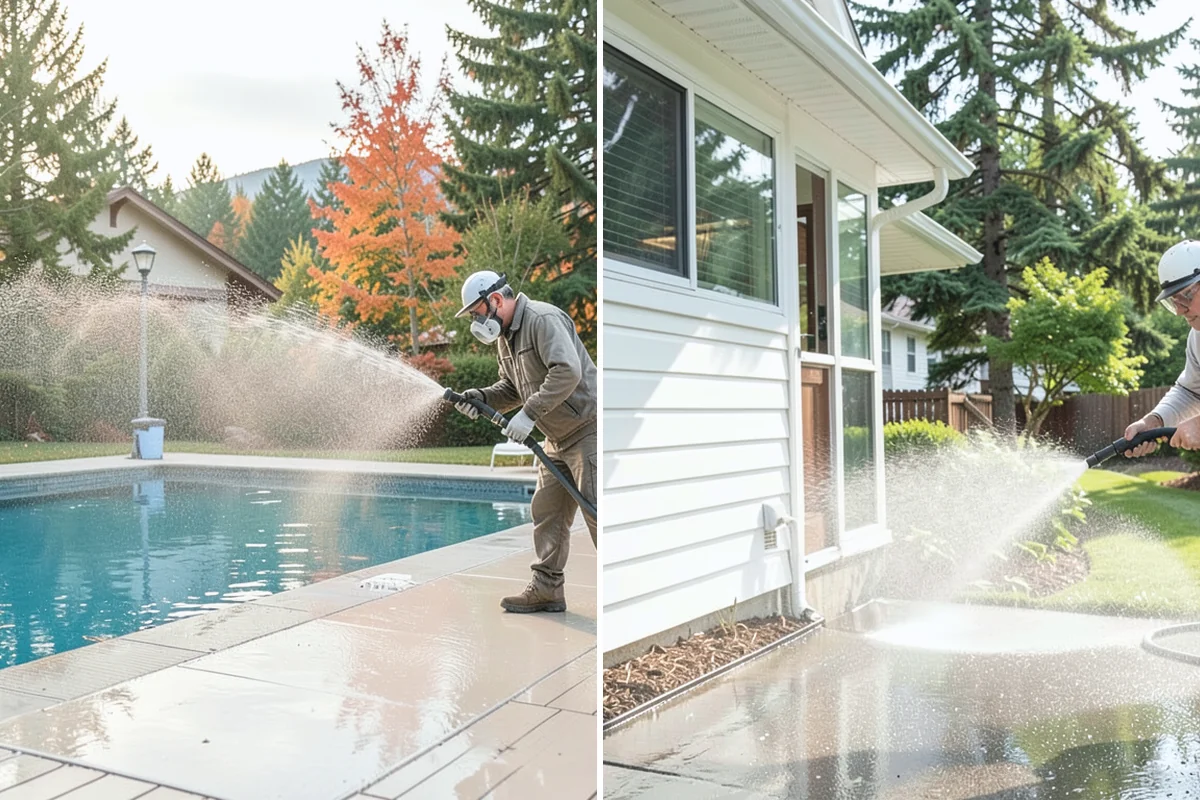 Driveway Restoration Cleaning in Marysville, Snohomish County, WA - Assess all forms of staining, growth, and grime present