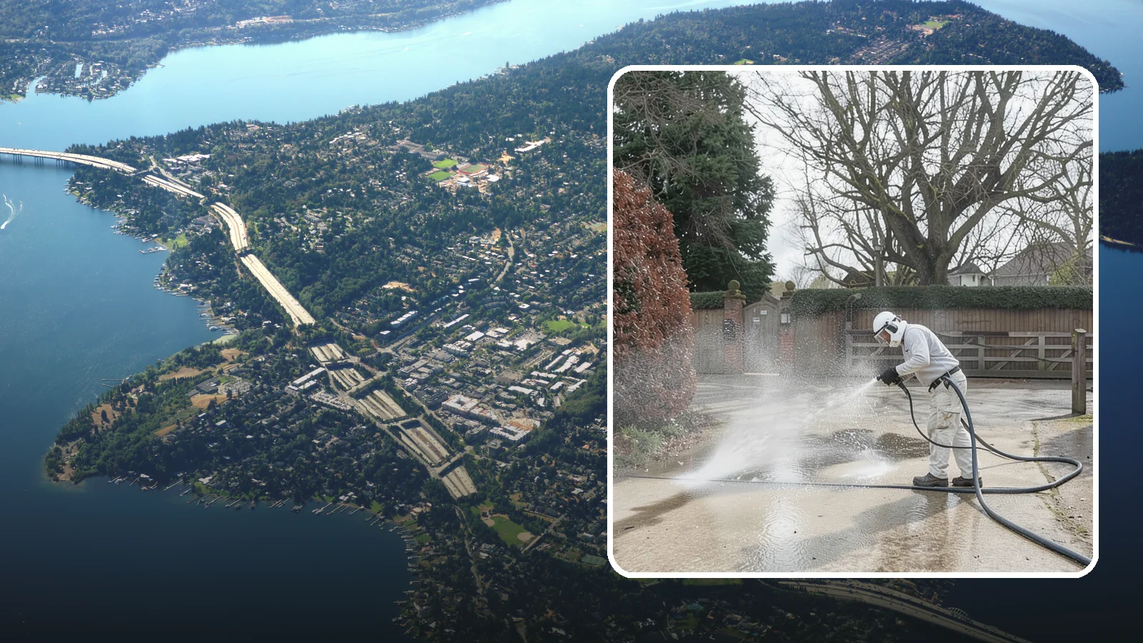 Driveway Restoration Cleaning in Mercer Island, King County, WA - Intensive restoration cleaning that revives severely neglected or heavily stained Washington driveways.