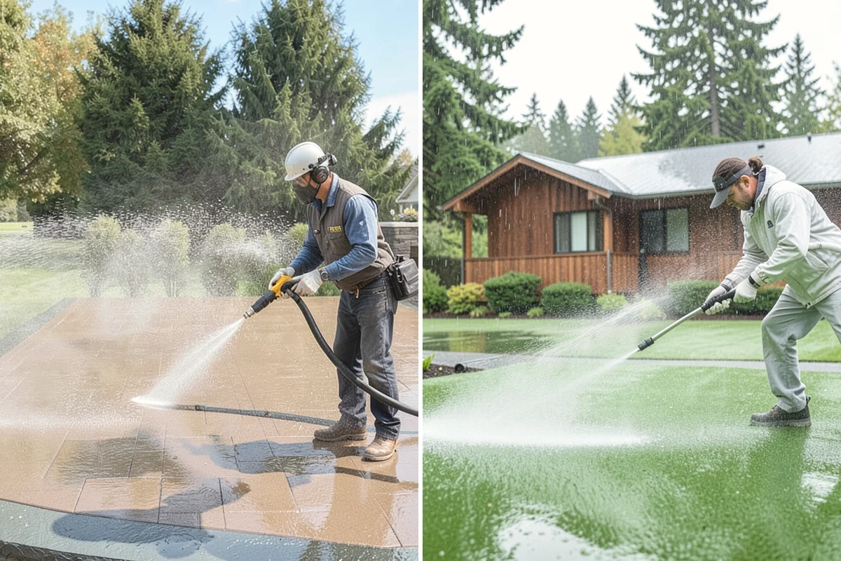 Driveway Restoration Cleaning in Mill Creek, Snohomish County, WA - Assess all forms of staining, growth, and grime present