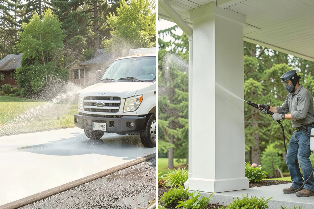 Driveway Restoration Cleaning in Mount Vernon, Skagit County, WA - Assess all forms of staining, growth, and grime present