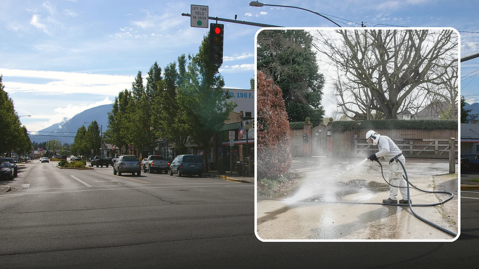 Driveway Restoration Cleaning in North Bend, King County, WA - Intensive restoration cleaning that revives severely neglected or heavily stained Washington driveways.