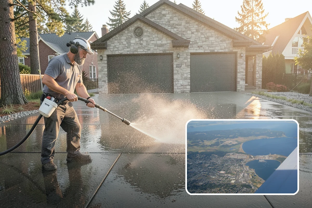 Driveway Restoration Cleaning in Oak Harbor, Island County, WA - Revives heavily neglected and stained driveways