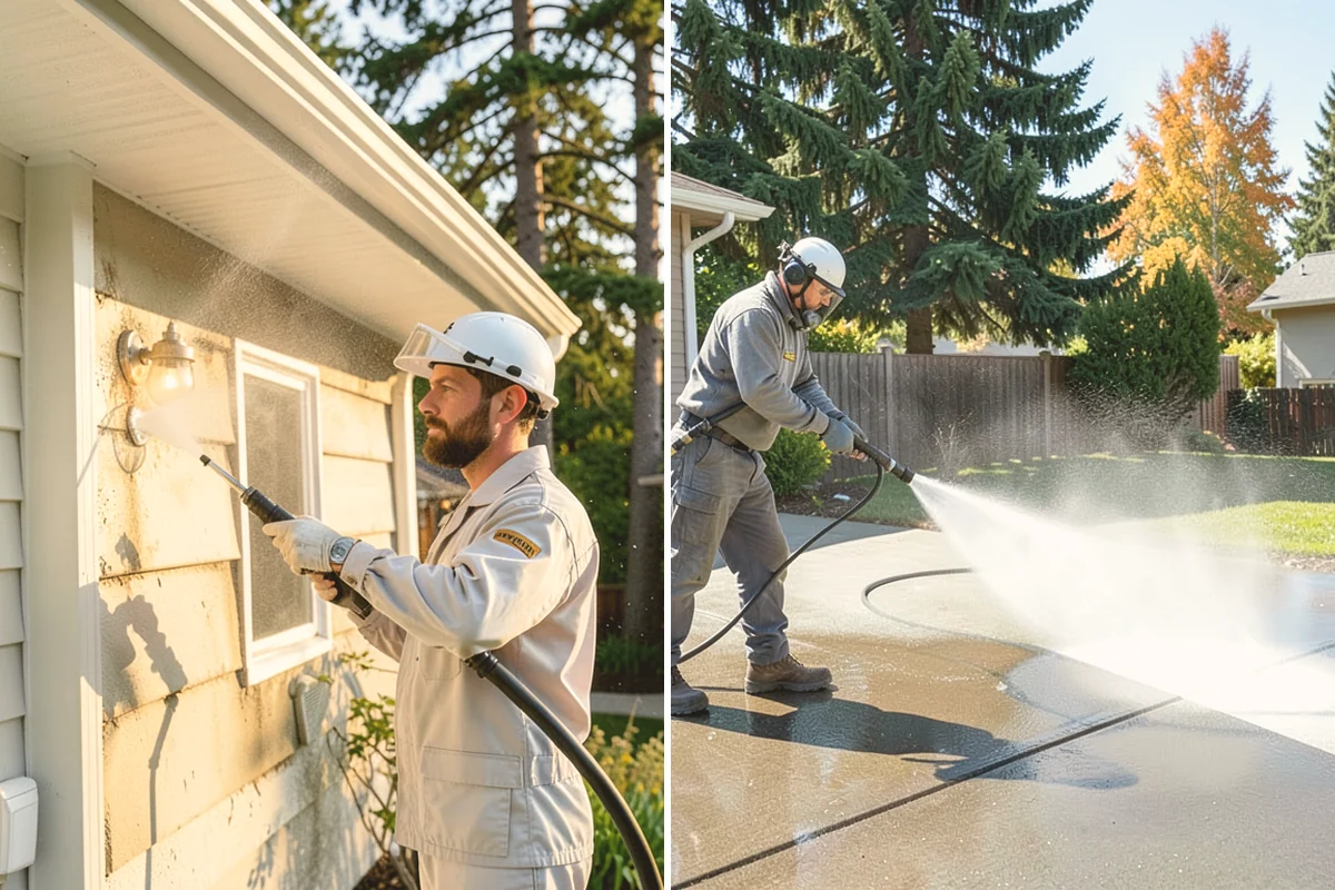 Driveway Restoration Cleaning in Orting, Pierce County, WA - Assess all forms of staining, growth, and grime present