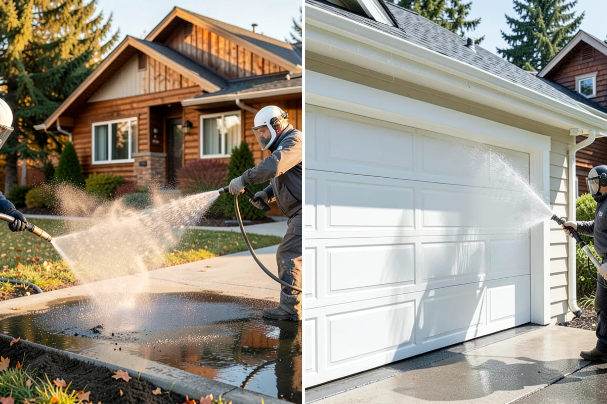 Driveway Restoration Cleaning in Pacific, King County, WA - Assess all forms of staining, growth, and grime present