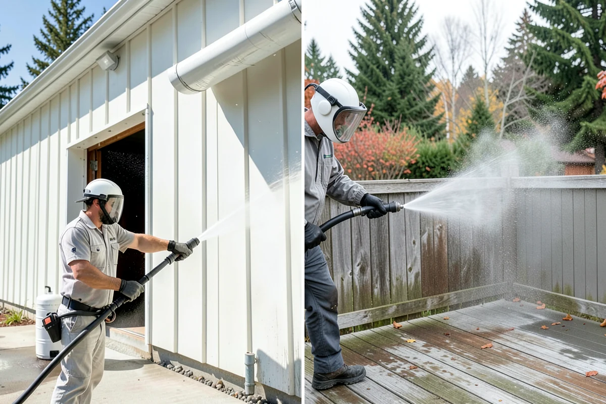 Driveway Restoration Cleaning in Puyallup, Pierce County, WA - Assess all forms of staining, growth, and grime present