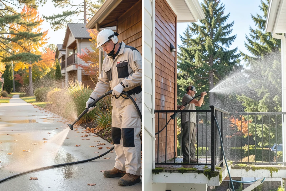 Driveway Restoration Cleaning in Redmond, King County, WA - Assess all forms of staining, growth, and grime present
