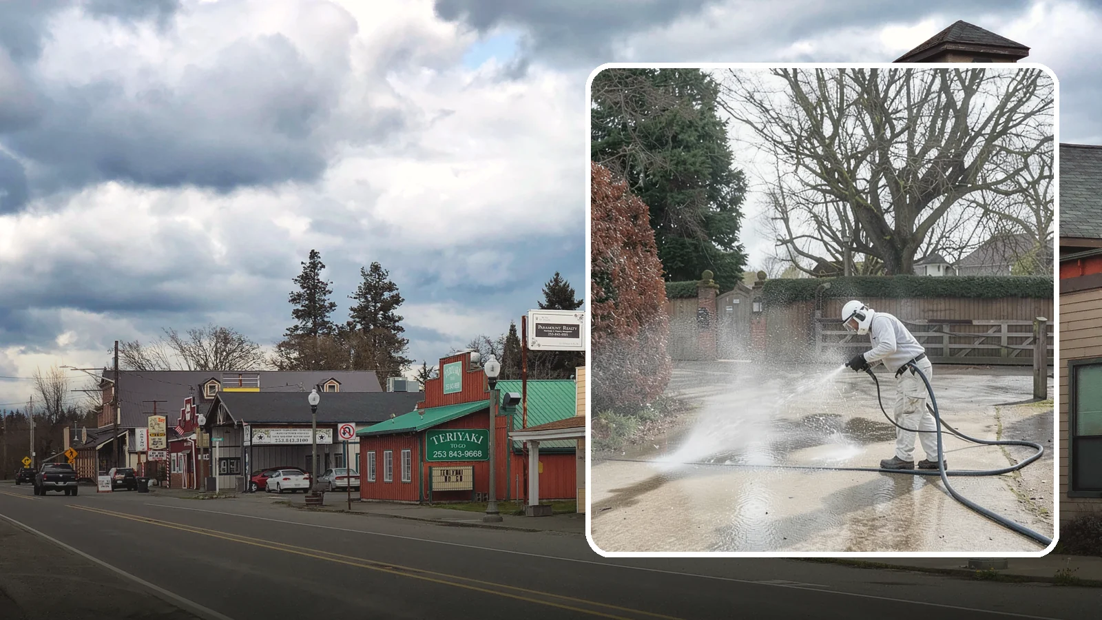 Driveway Restoration Cleaning in Roy, Pierce County, WA - Intensive restoration cleaning that revives severely neglected or heavily stained Washington driveways.