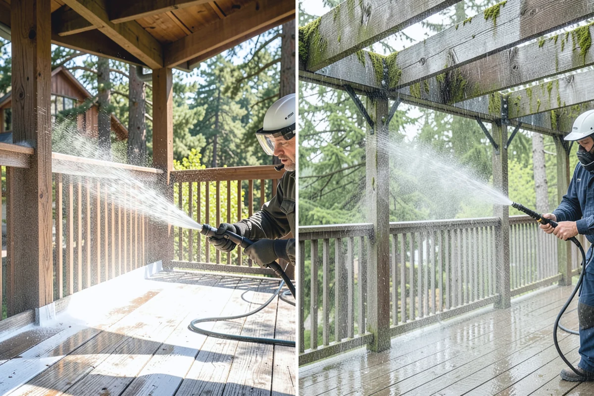 Driveway Restoration Cleaning in Roy, Pierce County, WA - Assess all forms of staining, growth, and grime present