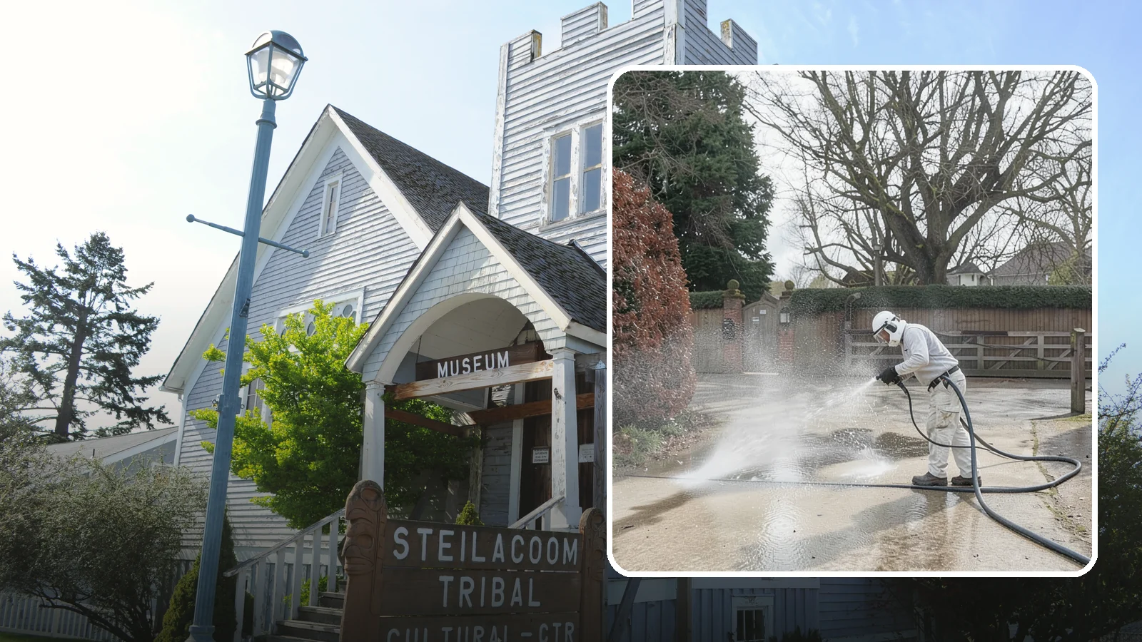 Driveway Restoration Cleaning in Steilacoom, Pierce County, WA - Intensive restoration cleaning that revives severely neglected or heavily stained Washington driveways.