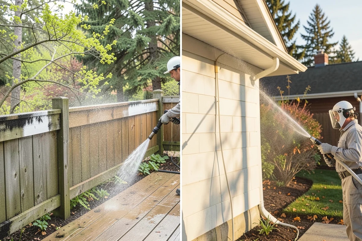 Driveway Restoration Cleaning in Steilacoom, Pierce County, WA - Assess all forms of staining, growth, and grime present
