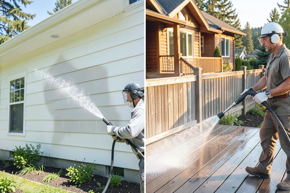 Driveway Restoration Cleaning in Sumner, Pierce County, WA - Assess all forms of staining, growth, and grime present