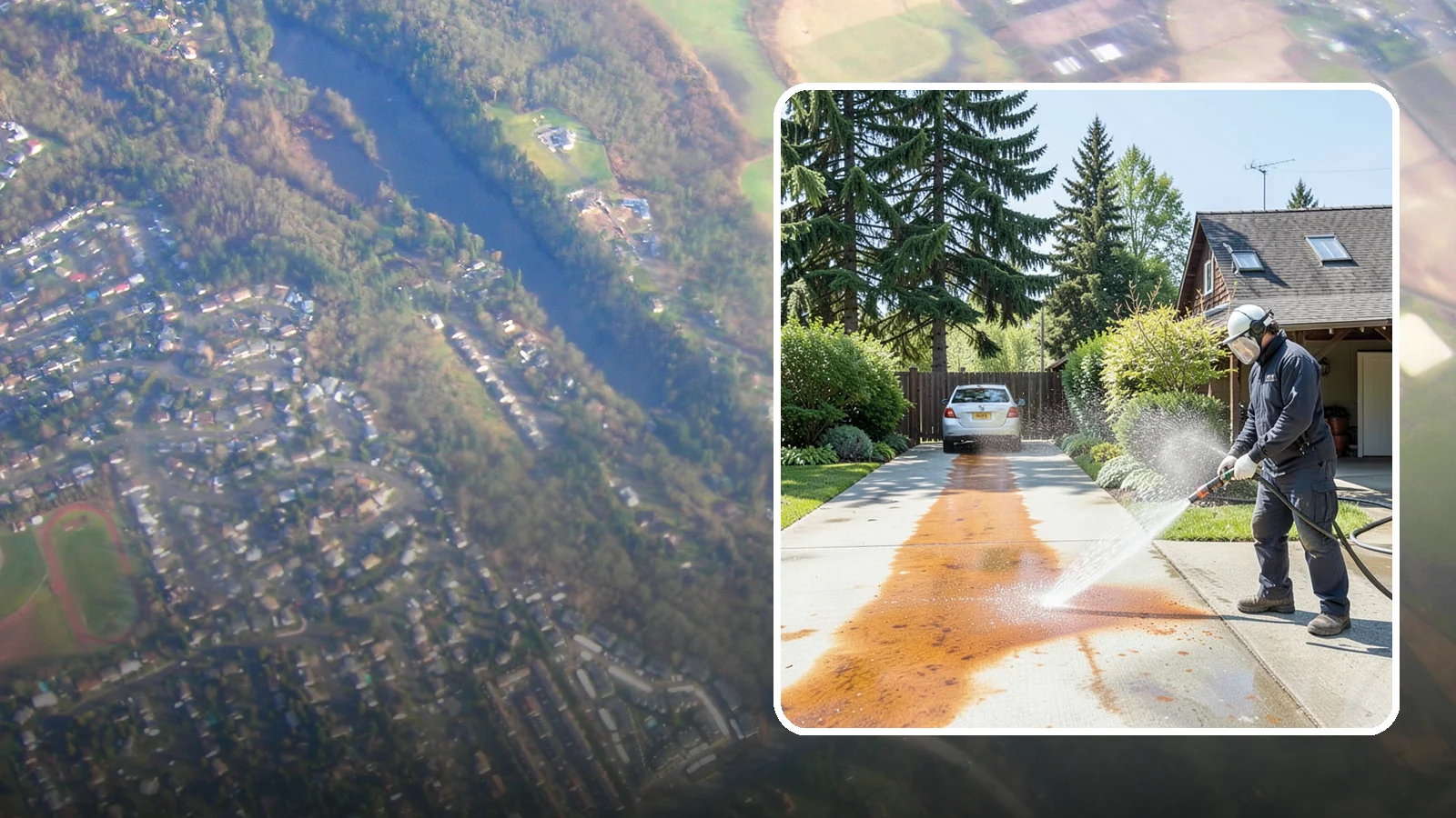 Driveway Rust Stain Removal in Algona, King County, WA - Specialized rust stain removal that clears orange staining from irrigation, fertilizer, and metal on driveways.