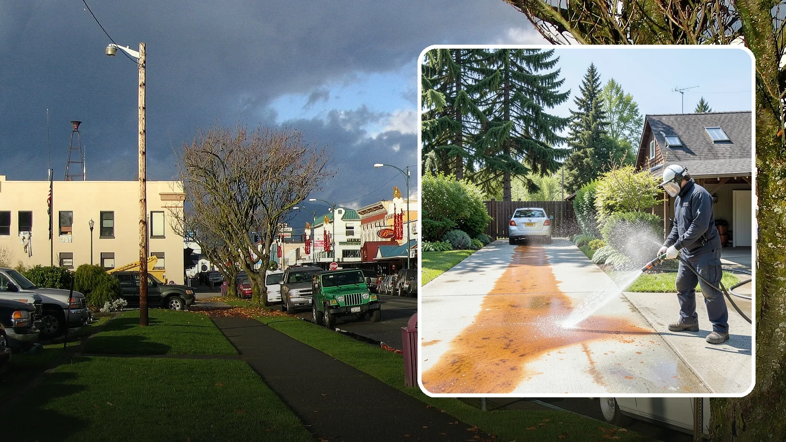 Driveway Rust Stain Removal in Arlington, Snohomish County, WA - Specialized rust stain removal that clears orange staining from irrigation, fertilizer, and metal on driveways.
