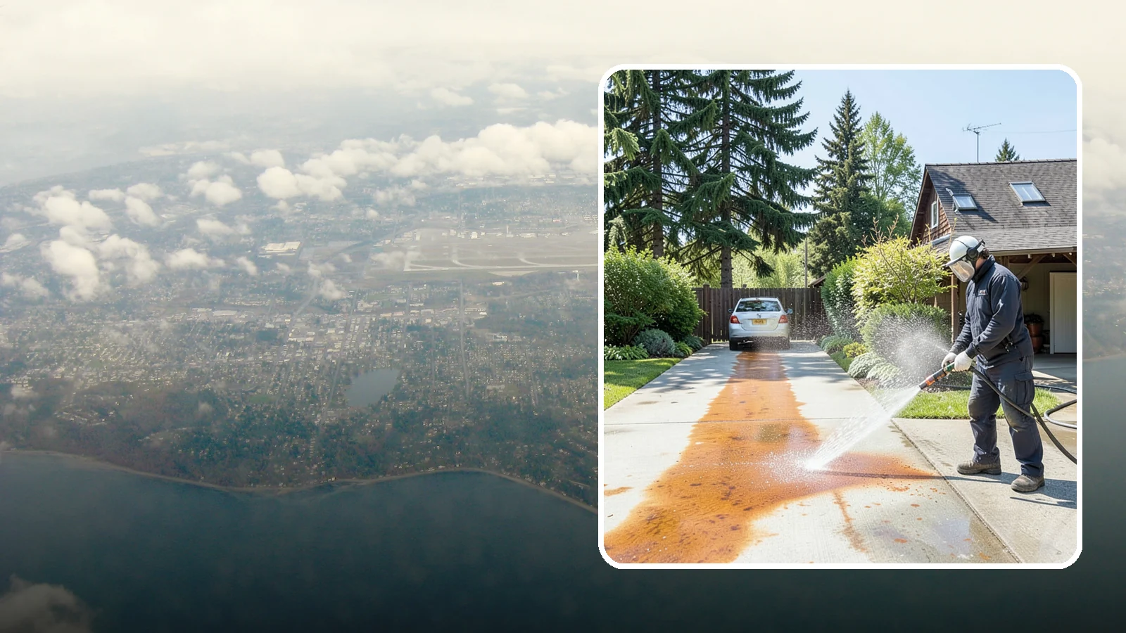 Driveway Rust Stain Removal in Burien, King County, WA - Specialized rust stain removal that clears orange staining from irrigation, fertilizer, and metal on driveways.