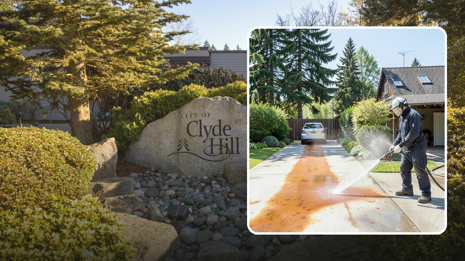 Driveway Rust Stain Removal in Clyde Hill, King County, WA - Specialized rust stain removal that clears orange staining from irrigation, fertilizer, and metal on driveways.