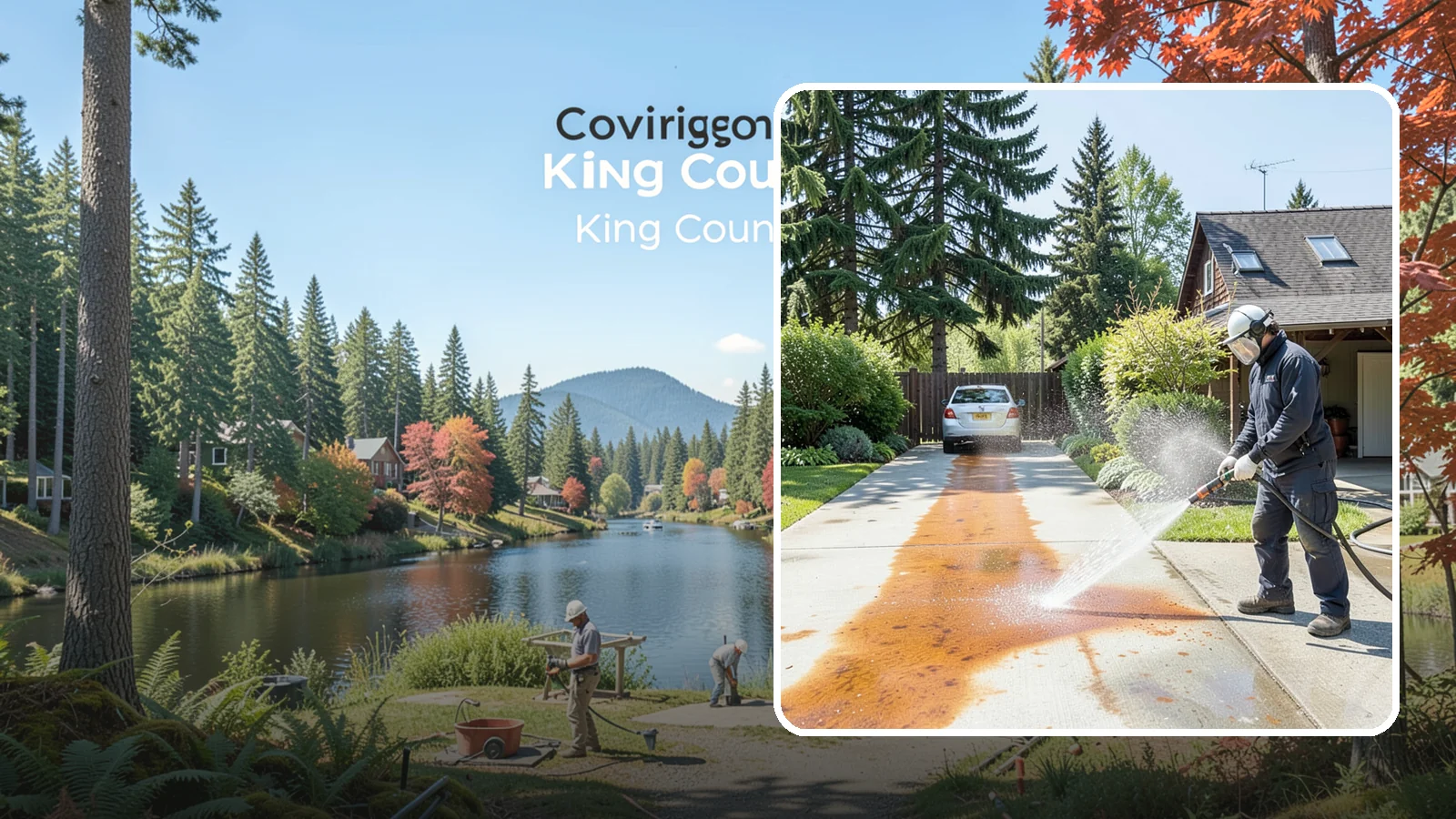 Driveway Rust Stain Removal in Covington, King County, WA - Specialized rust stain removal that clears orange staining from irrigation, fertilizer, and metal on driveways.
