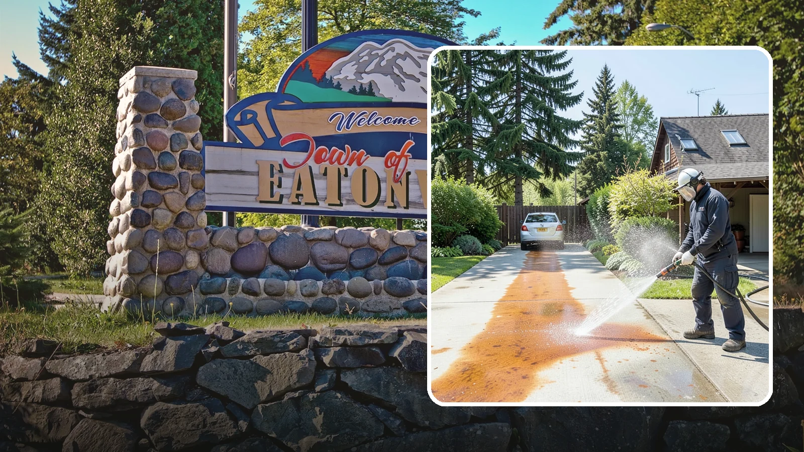 Driveway Rust Stain Removal in Eatonville, Pierce County, WA - Specialized rust stain removal that clears orange staining from irrigation, fertilizer, and metal on driveways.