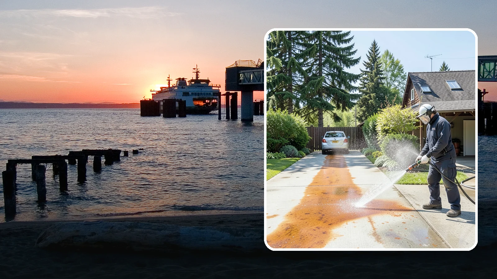Driveway Rust Stain Removal in Edmonds, Snohomish County, WA - Specialized rust stain removal that clears orange staining from irrigation, fertilizer, and metal on driveways.